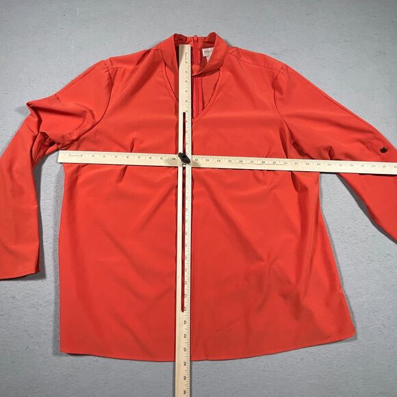 Chicos 2 Top Shirt 3 XL Pullover Keyhole Orange 3/4 Choker Sleeve Stretch Autumn - Picture 6 of 14